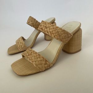 Oasis Society Kayla Wheat Rattan Block Heel